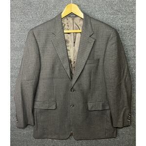 LRL Lauren Ralph Lauren Wool Blazer Mens 42R Gray Navy‎ Houndstooth 2 Buttons